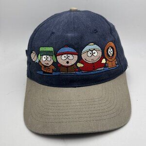 Vtg South Park Denim Embroidered Cap Comedy Central 1997 90's Y2K Strapback Hat